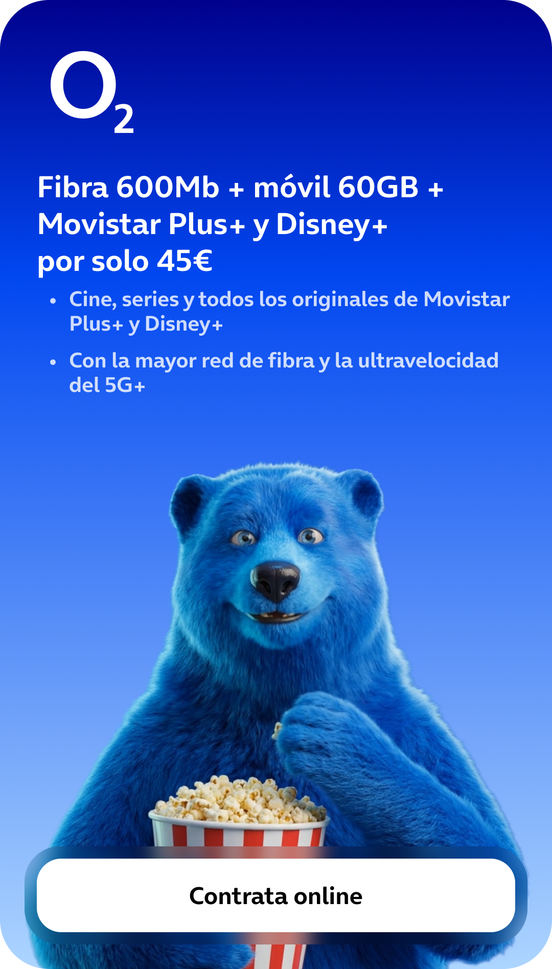 Fibra 600Mb + móvil 60GB + Movistar Plus+ y Disney+ por solo 45€