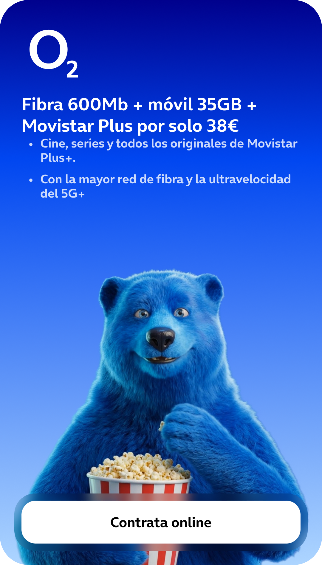 Fibra 600Mb + móvil 35GB + Movistar Plus por solo 38€