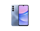 Smartphone cuadrado de color azul con tres cámaras traseras, icono del Samsung Galaxy A15 5G.