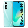 Modelo Samsung Galaxy A16 en color azul claro. Modelo Samsung Galaxy A16 en color azul claro.