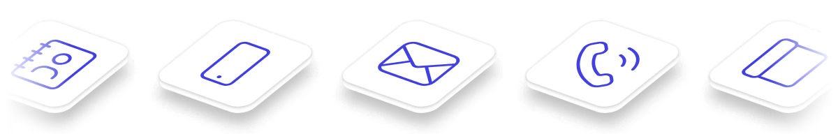 Carrusel de iconos de contacto, como teléfonos o cartas