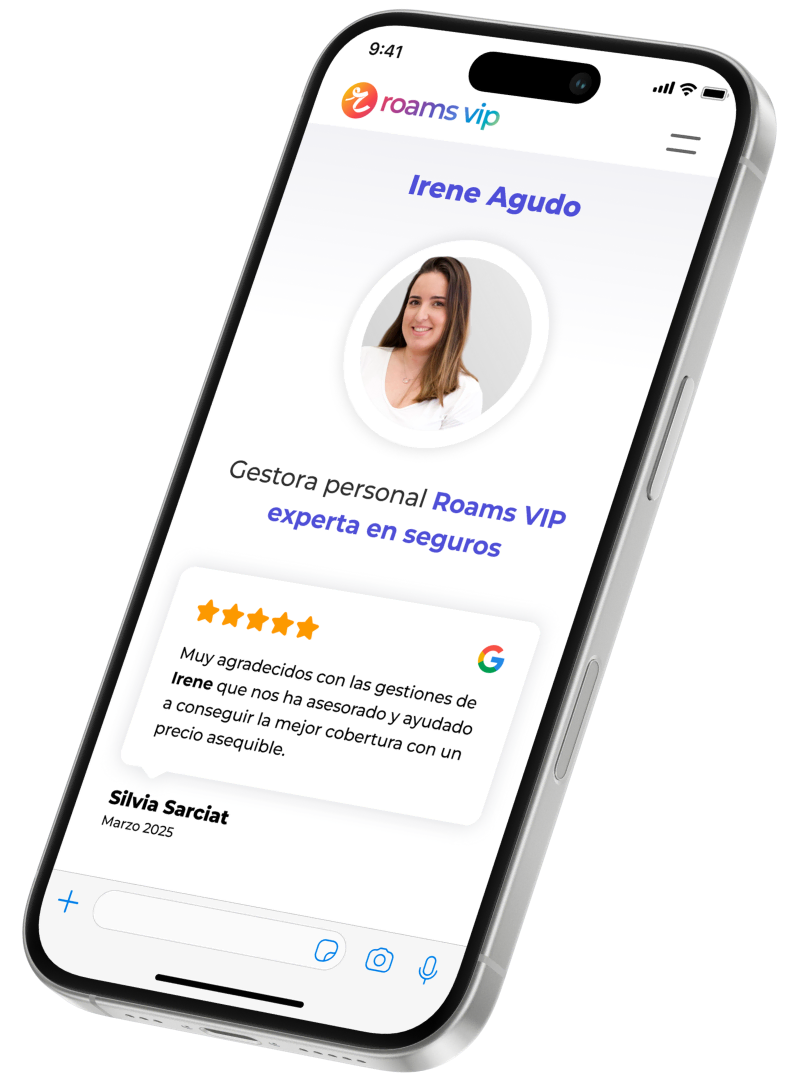 Teléfono con conversación de atención al cliente Roams VIP