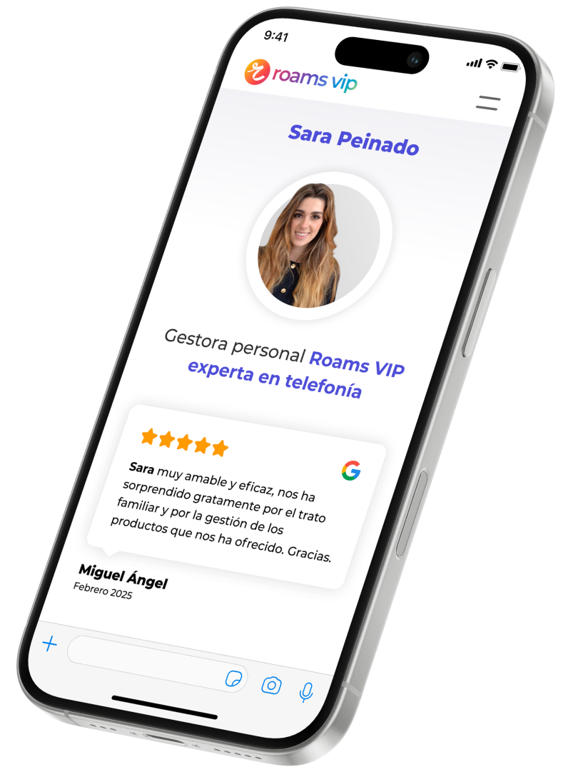 Teléfono móvil con conversación de atención al cliente Roams VIP Teléfono con conversación de atención al cliente Roams VIP