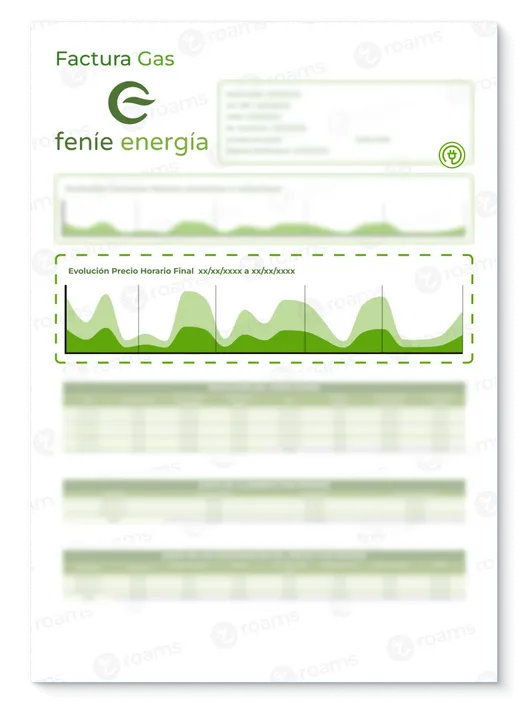 Detalle del precio por horas de la luz con Feníe.