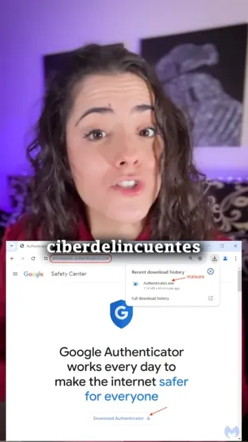 Captura del vídeo en el que María Aperador alerta sobre búsquedas en Google.