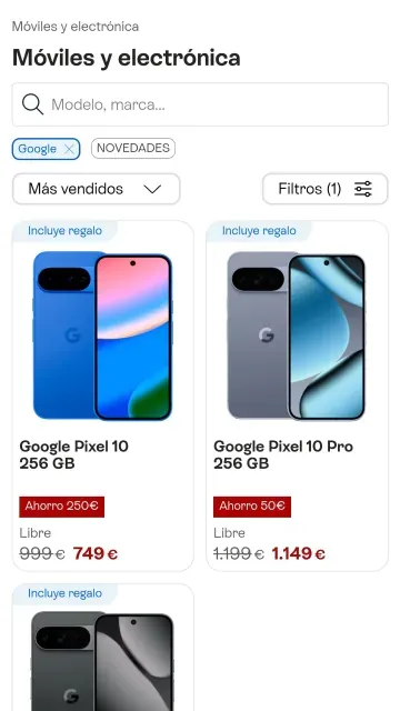 Tienda online de móviles: ofertas de Google Pixel 10 y 10 Pro con ahorro de hasta 250€ e incluye regalo por compra
