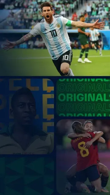 Promoción vertical de contenido de fútbol y documentales de FIFA+ en DAZN con varias escenas de jugadores