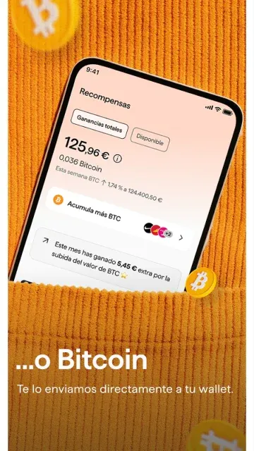Programa de recompensas que te permite ganar Bitcoin (BTC) con tus compras, enviado directamente a tu wallet.