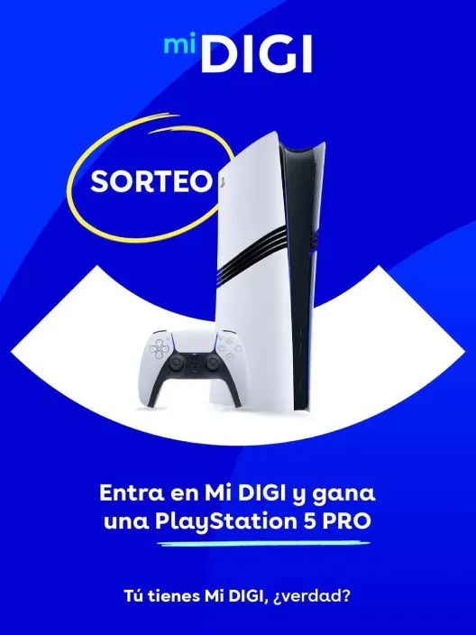 Publicidad del sorteo de una PlayStation 5 Pro para clientes que entren en la app Mi DIGI.