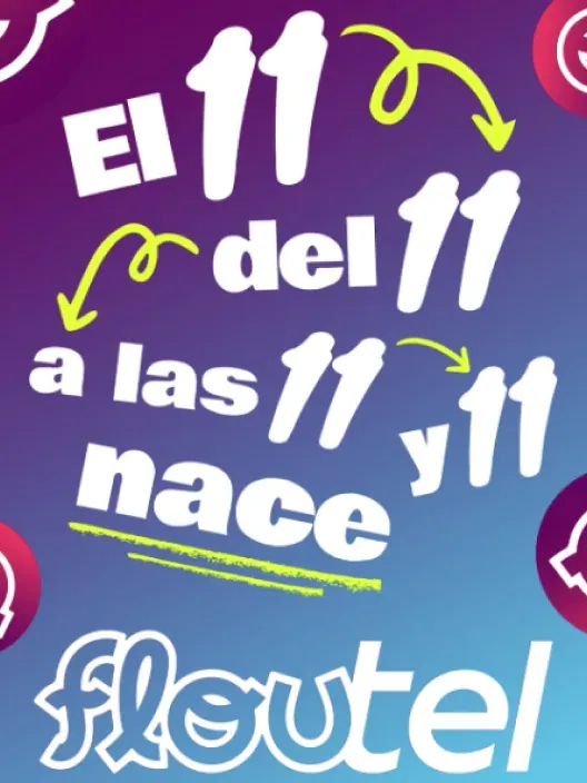 Cartel de la campaña de lanzamiento de Floutel, el nuevo operador móvil, anunciando su nacimiento el 11 del 11.
