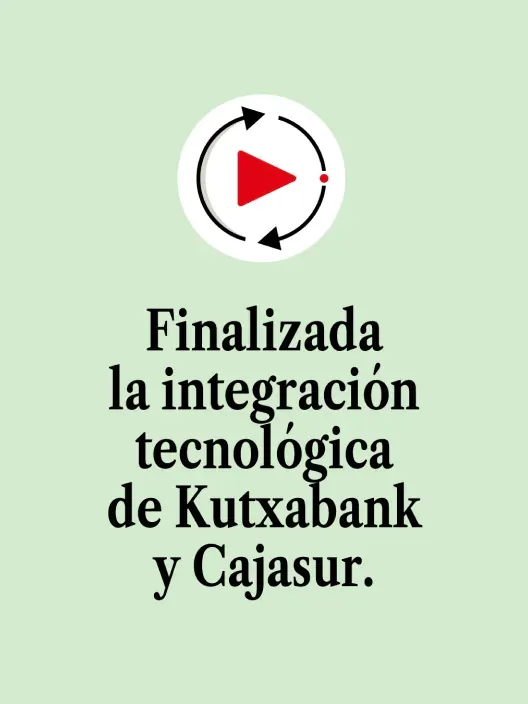 Imagen corporativa sobre la finalización de la integración tecnológica entre Kutxabank y Cajasur.