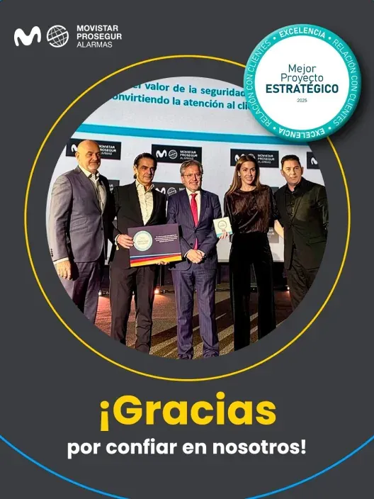 Equipo de Movistar Prosegur Alarmas recibe el premio a Mejor Proyecto Estratégico por su excelencia en relación con clientes.