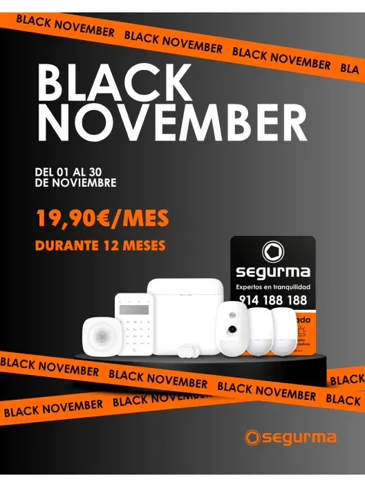 Oferta Black November alarma Segurma por 19,90€ al mes con kit de seguridad completo.