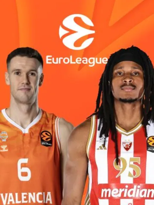Cartel del partido de Euroliga de baloncesto entre Valencia Basket y Estrella Roja.