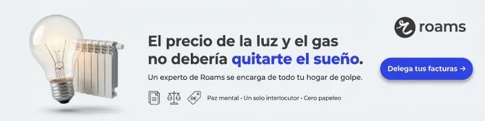 Bombilla y radiador junto a texto sobre cómo gestionar el precio de la luz y el gas con Roams.