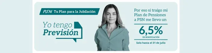 Banner de PSN con oferta de bonificación del 6,5% por el traspaso de planes de pensiones para la jubilación.