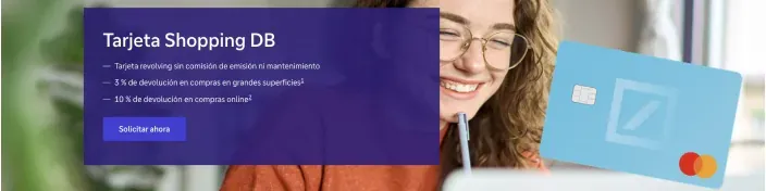 Tarjeta Shopping DB revolving con devolución de compras y ventajas sin comisiones.
