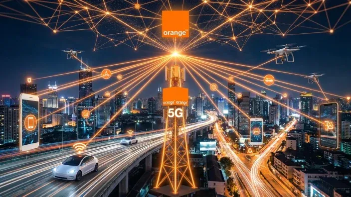 Una ciudad inteligente del futuro conectada con tecnología 5G de Orange.