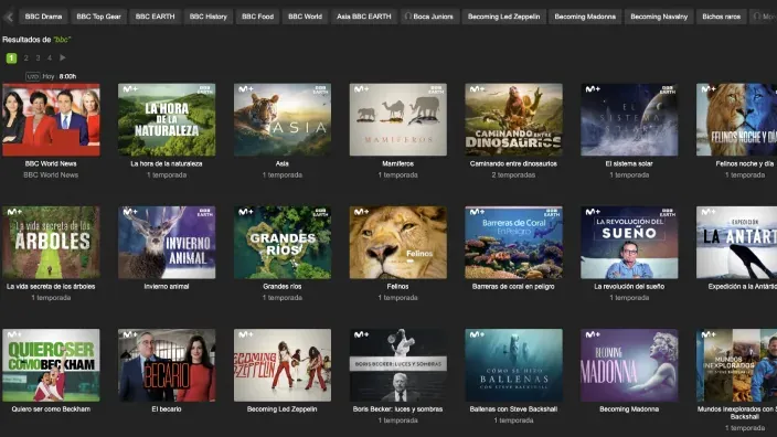 Catálogo de documentales de la BBC en Movistar Plus+.