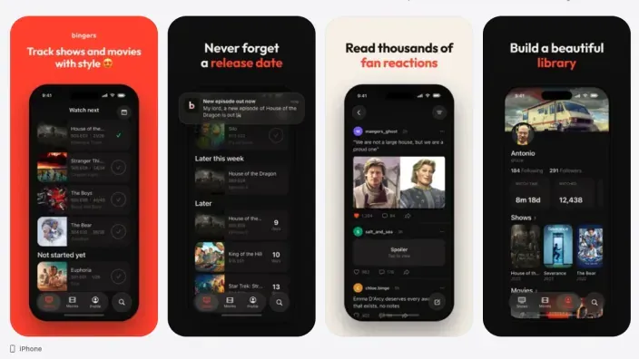 Binges, app para seguir series y películas, recibir alertas de estrenos, leer reacciones y crear una biblioteca.