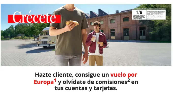 Campaña publicitaria de Kutxabank con el lema “Crécete”, ofreciendo un vuelo por Europa al hacerse cliente.