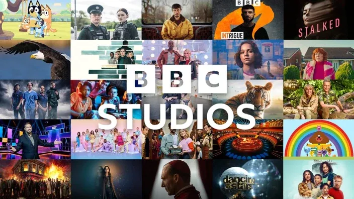 Catálogo de contenidos de BBC Studios. Collage con imágenes de sus series, documentales y programas de entretenimiento.