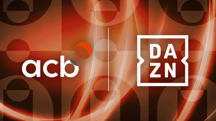 Logos de la acb (Liga Endesa) y la plataforma de streaming DAZN, mostrando su acuerdo de retransmisión.
