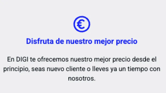 Política de precios de DIGI que garantiza el mejor precio tanto a clientes nuevos como antiguos desde el principio.