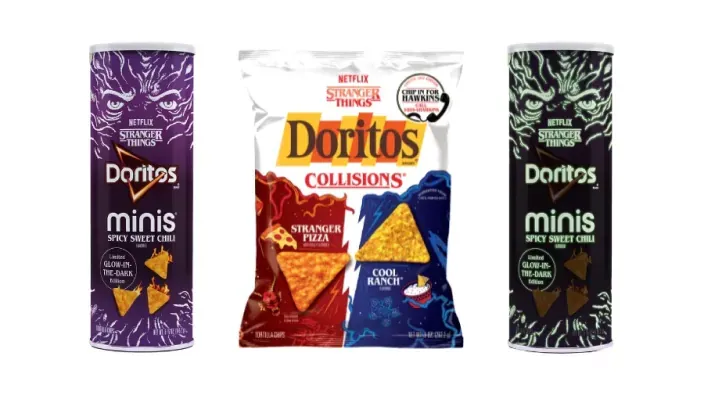 Edición limitada de snacks Doritos en colaboración con la serie de Netflix Stranger Things.