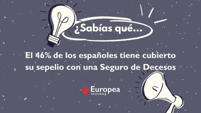 Gráfica con el texto sobre el seguro de decesos en España y el logotipo de Europea Seguros