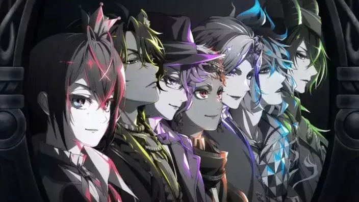 Ilustración con los personajes principales del anime Twisted Wonderland en primer plano.