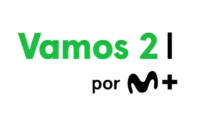 Logotipo del canal de deportes Vamos 2 por Movistar Plus+. La segunda señal para disfrutar de todo el deporte en directo.