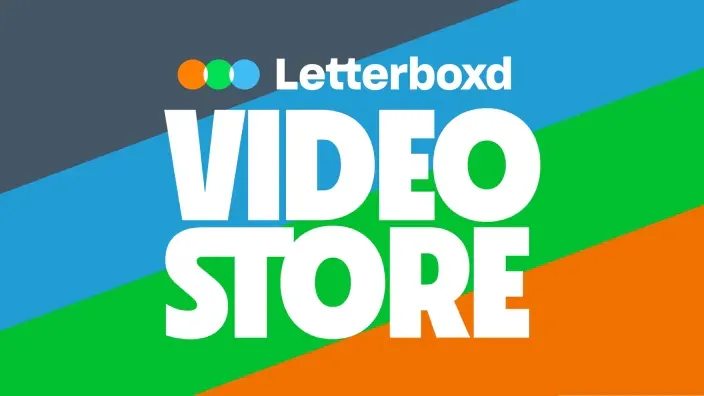 Logotipo de Letterboxd Video Store sobre franjas de colores. Alquiler de cine online para cinéfilos expertos.