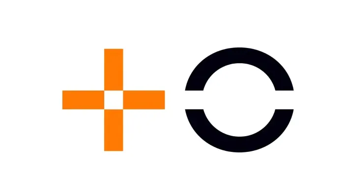 Logo de MasOrange con los símbolos de cruz naranja y círculo negro