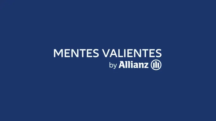 Logotipo de Mentes Valientes by Allianz sobre fondo azul