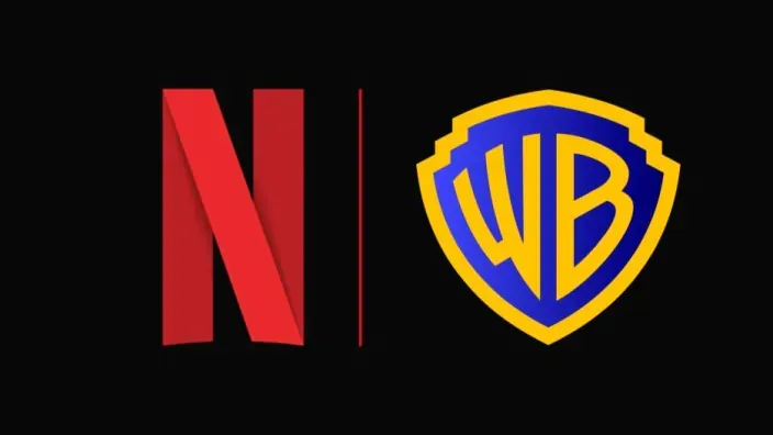 Logotipos oficiales de Netflix y Warner Bros uno junto al otro sobre fondo negro.