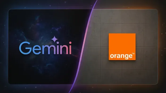 Montaje con los logotipos de Gemini y Orange sobre fondos diferenciados