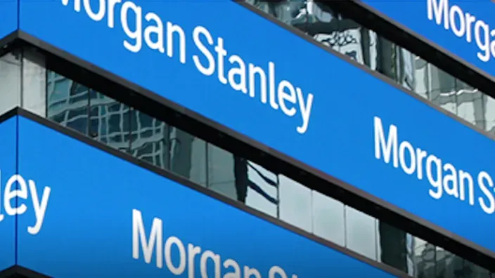 Fachada del edificio corporativo de Morgan Stanley con el logo de la entidad financiera.
