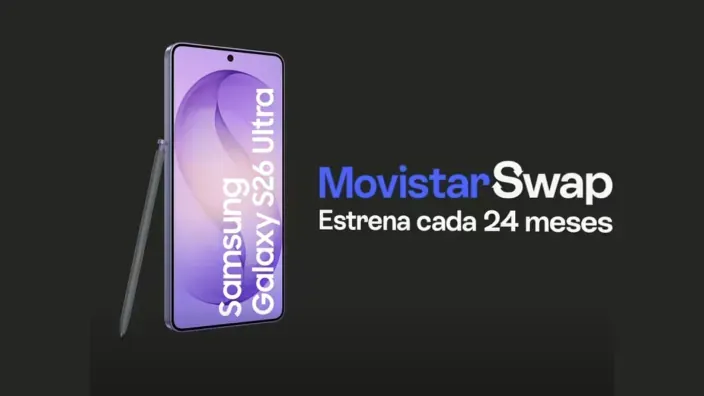 Banner de Movistar Swap para estrenar un Samsung Galaxy S26 Ultra cada veinticuatro meses con el servicio de renting.