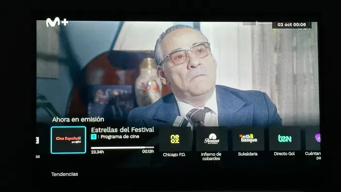 Interfaz de Movistar Plus+ con su canal Cine Español por M+.
