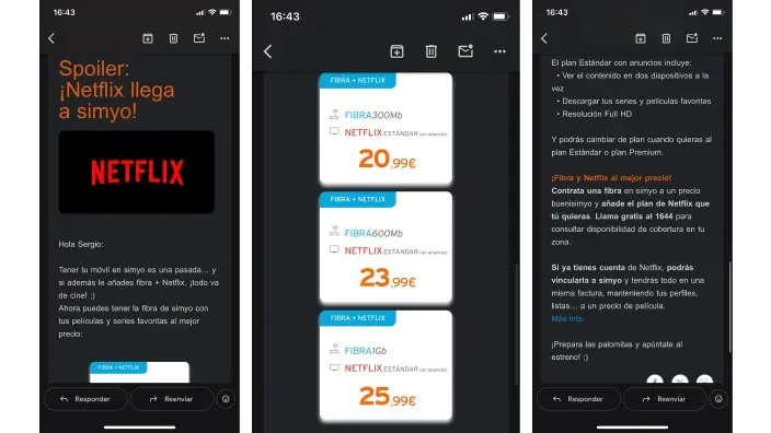 Anuncio de la llegada de Netflix a simyo.