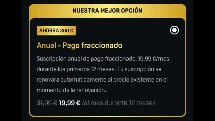 Oferta Black Friday para ver deportes en DAZN por 19,99€ al mes.