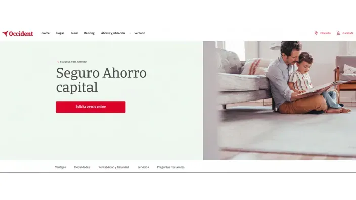 Web de Occident con el Seguro Ahorro capital para proteger el futuro financiero de la familia.