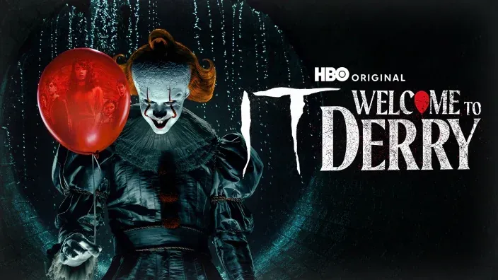 Póster promocional de Welcome to Derry, la serie precuela de IT para HBO, con el payaso Pennywise.