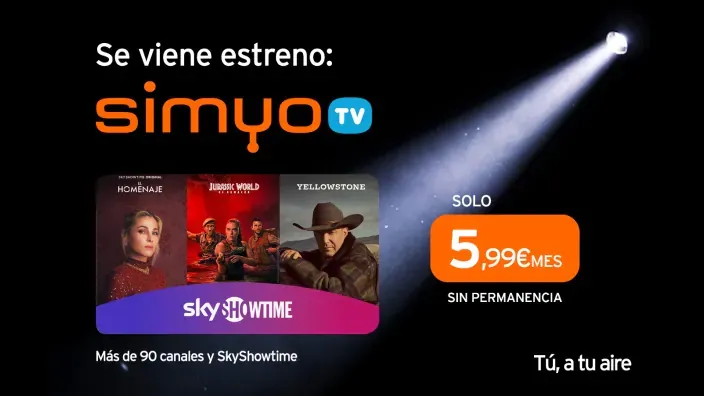 Lanzamiento de Simyo TV con SkyShowtime por 5,99€ al mes con series como Yellowstone y Jurassic World.