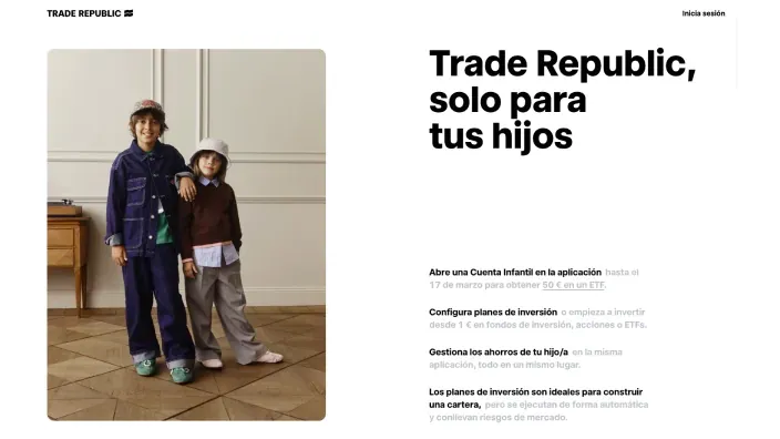 Publicidad de la Cuenta Infantil de Trade Republic para gestionar los ahorros e inversiones de los menores.