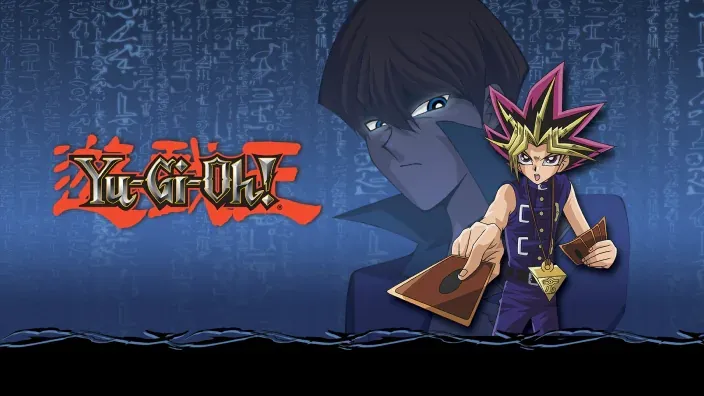 Ilustración de Yu-Gi-Oh con Yugi en primer plano y Kaiba al fondo