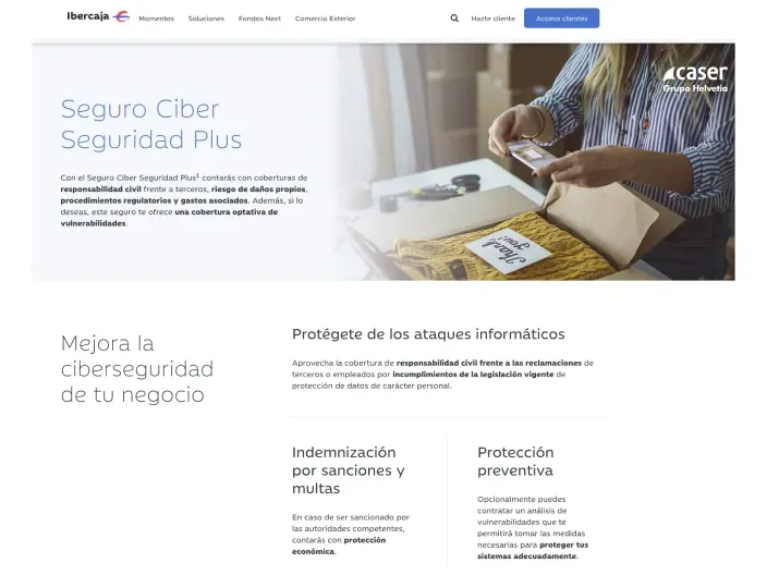 Seguro Ciber Seguridad Plus de Ibercaja y Caser para la protección de negocios frente a ataques informáticos.