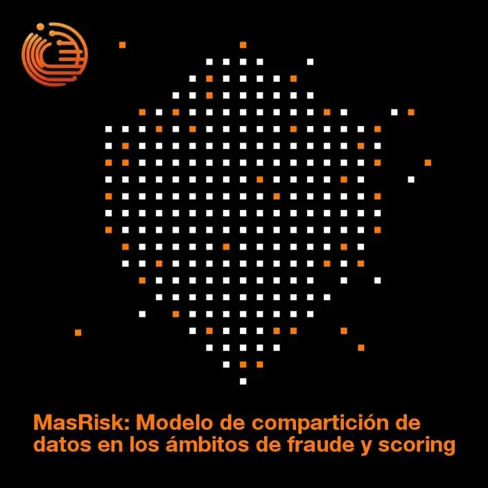 Imagen corporativa de MasRisk sobre modelo de compartición de datos en ámbitos de fraude y scoring.