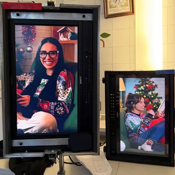 Imagen del rodaje de Una novia por Navidad, la serie vertical de Atresmedia.